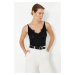 Trendyol Black Lace Detailed Textured Tulle Fitted Stretchy Knitted Undershirt