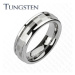Tungstenový prsteň - ozdobný stredový pás s obdĺžnikmi - Veľkosť: 67 mm, Šírka: 8 mm