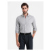 Ombre Men's SLIM FIT shirt in decorative fabric with pocket - grey