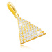 Zlatý 14K prívesok - rovnoramenný trojuholník, drobné okrúhle zirkóniky, oválne očko