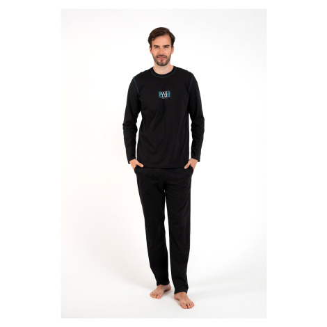 Men's Club Pajamas Long Sleeves, Long Pants - Black Italian Fashion