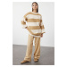 Trendyol Mink Soft Textured Thessaloniki Knitted Knitwear Striped Sweater