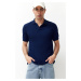 Trendyol Navy Blue Regular/Normal Cut Textured Polo Neck T-Shirt