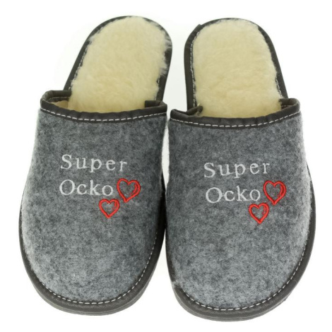 Pánske zateplené sivé filcové papuče SUPER OCKO John-C