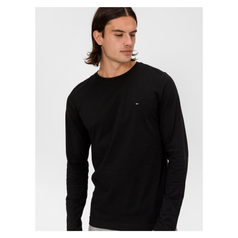 Tommy Hilfiger Men's Black T-Shirt Stretch Slim Fit Long Sleeve Tee - Men's