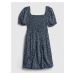 Modré dievčenské šaty GAP teen floral smocked dress
