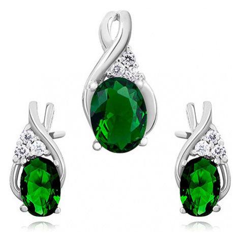OLIVIE Elegantná sada strieborných šperkov so zirkónmi GREEN 0749