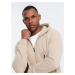 Ombre Men's unbuttoned cotton BASIC sweatshirt - beige