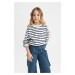 DEFACTO Girl&#39;s Striped Crew Neck Sweatshirt