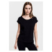 Women's T-shirt with a long back in the shape of Slub in black color