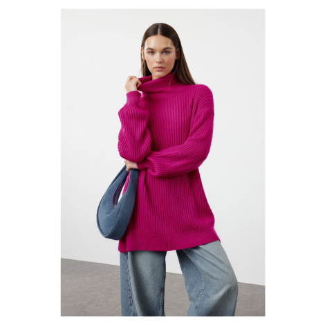 Trendyol Pink Ribbed Basic Knitwear Sweater