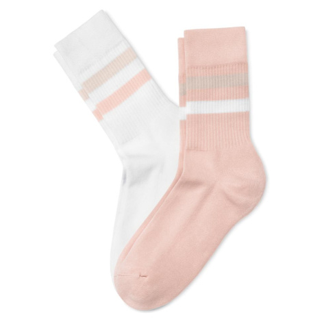 Ponožky z rebrovanej pleteniny, 2 páry, ružové a biele Tchibo