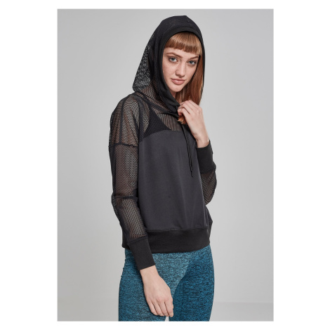 Women's fishnet hoodie black Urban Classics