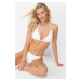 Trendyol White Triangle Tie Textured Regular Bikini Set