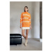 Trendyol Orange Soft Texture Wide Pattern Striped Turtleneck Knitwear Sweater