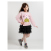 Denokids Heart Glasses Girls Tulle Sweatshirt Skirt Set