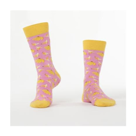 Men's pink socks with bananas FASARDI