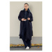 Trendyol Navy Blue Oversized Wool Coat with Removable Knitwear Detail