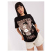 Black oversize T-shirt with OCH BELLA print