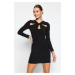 Trendyol Black Cut Out Detailed Fitted Mini Stretch Knit Dress