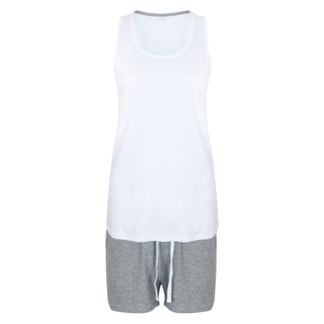 Towel City Dámske krátke pyžamo v sade - Biela / šedý melír