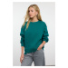 Trendyol Emerald Green Hem Detailed Crew Neck Relaxed/Comfortable Fit Knitted Sweatshirt