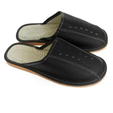 Pánske kožené čierne papuče GIGI John-C