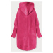 Dlhý ružový vlnený prehoz cez oblečenie typu "alpaka" s kapucňou (908)