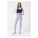 LOS OJOS Gray High Waist Consolidator Sports Leggings with Stitching Detail