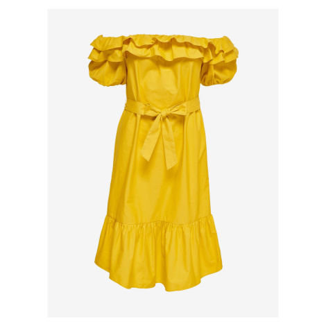 Žlté šaty s odhalenými ramenami Jacqueline de Yong Cuba JDY
