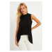 Cool & Sexy Women&#39;s Black Woven Blouse