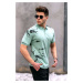 Madmext Mint Green Men's Polo Neck Patterned T-Shirt.