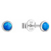Strieborné náušnice perličky so syntetickým opálom modré okrúhle 11338.3