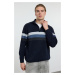 Trendyol Navy Blue Regular Cotton Half Turtleneck Color Block Knitwear Sweater