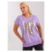 Light purple blouse plus size with short sleeves