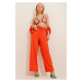Trend Alaçatı Stili Women's Orange Elastic Waist, Comfortable Cut Aerobin Pants