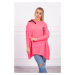 Oversize sweatshirt with asymmetrical sides in pink neon color