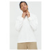 Bavlnené tričko s dlhým rukávom Abercrombie & Fitch biela farba, jednofarebné
