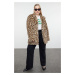 Trendyol Curve Brown Regular Fit Leopard Patterned Soft Touch Fur Coat