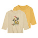 lupilu® Detské tričko s dlhým rukávom, 2 kusy (béžová/žltá)