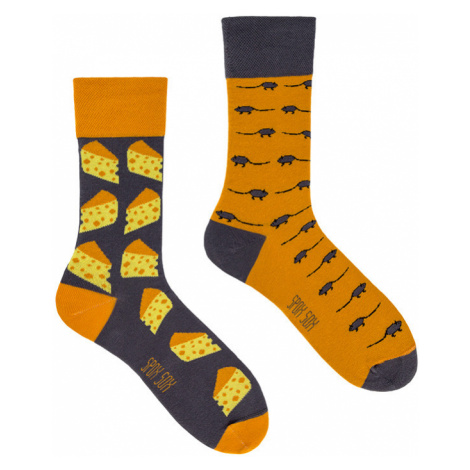 Oranžovo-sivé ponožky Spox Sox Mouse and Cheese