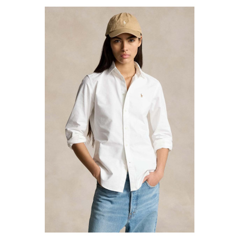 Bavlnená košeľa Polo Ralph Lauren dámska,biela farba,regular,s klasickým golierom,211891377