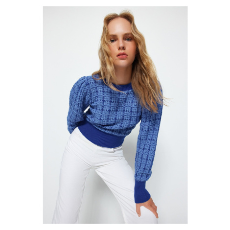 Trendyol Indigo Silvery Tweed Look Knitwear Sweater