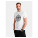 Ombre Men's cotton t-shirt with geometric print and logo - white