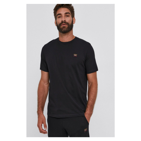 Bavlnené tričko Paul&Shark čierna farba, jednofarebné