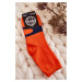 Women's Cotton Socks Navy Pattern Orange