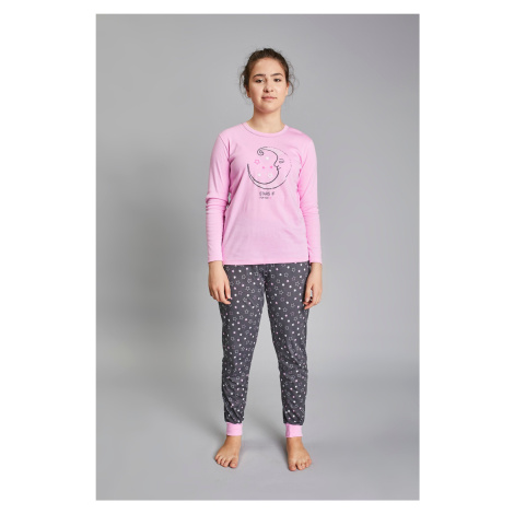 Girls' pyjamas Antilia long sleeves, long legs - pink/print Italian Fashion