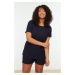 Trendyol Curve Navy Blue Crew Neck Knitted Pajamas Set