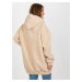 BÉŽOVÁ DLHŠIA OVERSIZE MIKINA NA ZIPS S KAPUCŇOU EM-BL-751.15X-BEIGE