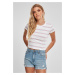 Women's T-shirt Stripe Cropped T-shirt white/girls' pink